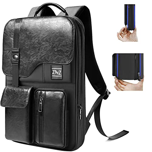 ZINZ Mochila Ordenador Portatil Delgado y Expandible Mochila de Viaje Antirrobo Impermeable 15,6 Pulgadas Mochila Portatil con Puerto USB Mochila de Negocio Trabajo Diario Viaje Escolares -Negro JP