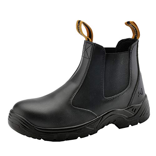 SAFETOE Botas de Seguridad Hombre Trabajo CE S3-8025 Botas de Trabajo con Punta de Acero Impermeables (Talla 42, Negro)