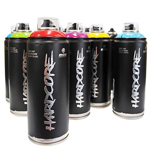 MTN Hardcore 2 400ml Artista Set de 12 pinturas en aerosol para graffiti Mural Street Art (colores populares)