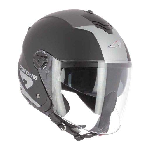 Astone Helmets - MINIJET S Graphic WIPE - Casque jet - Casque jet usage urbain - Casque compact - Coque en polycarbonate - matt black L