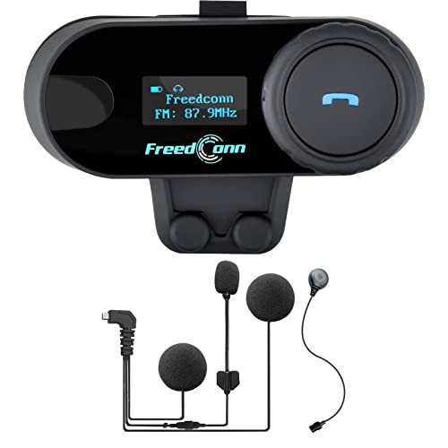 FreedConn TCOM-SC Auriculares Intercomunicador Moto Bluetooth para Motocicletas,Intercom Casco Moto para 2-3 Motoristas, Sistema Comunicación con Compartir Música, Auriculares para Motocicleta