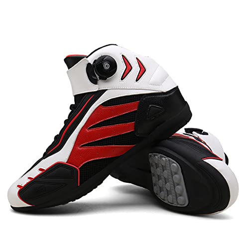 VCXZ Botas de Motocicleta Hombres Zapatos de Motocicleta Botas Motocross Moto Montando Carreras Botas Botas Botas de Tobillo Zapatos,Blanco,39