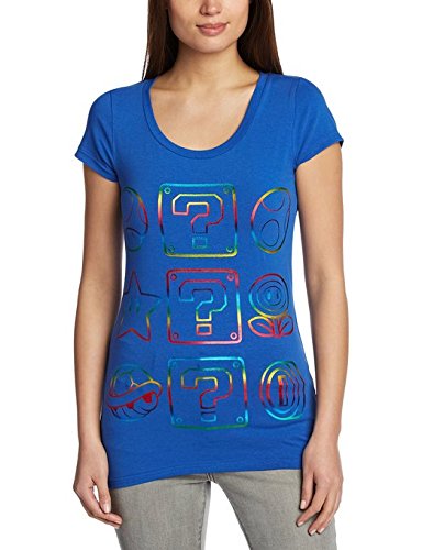 Nintendo: Blue Power-ups Foilprint (T-Shirt Unisex Tg. XS)