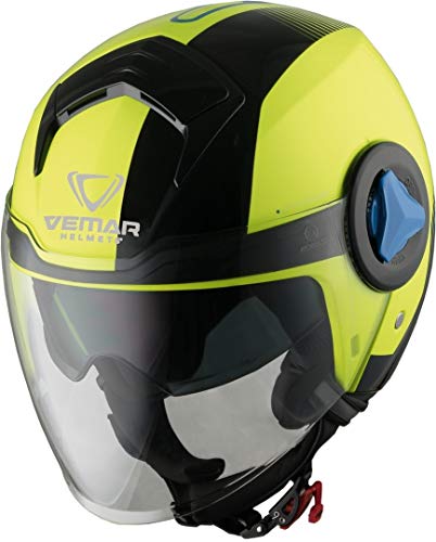 Vemar Breeze Radar - Casco jet amarillo neón XL