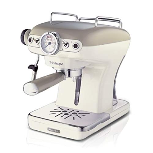 Ariete 1389/13 CAFETERA Espresso Vintage, 900 W, 0.9 litros, 15 bares, maxicapuccino, porta filtro para monodosis y café en grano, plástico Beige