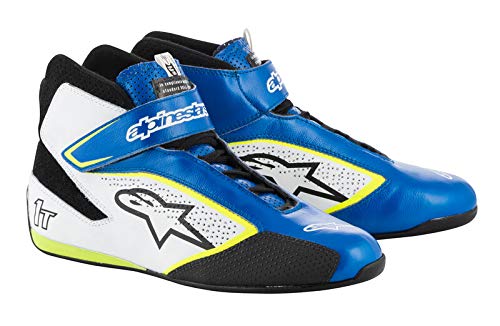 Zapatillas Alpinestars Tech-1 T Auto Racing para hombre, azul/blanco/amarillo, 6