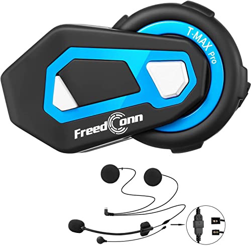 FreedConn Intercomunicador Casco Moto Bluetooth, T-MAX Pro Manos Libres Moto 6 Motoristas de 1000m, Sistema Comunicación con Compartir Música Radio FM, Auriculares para Motocicleta/ATV