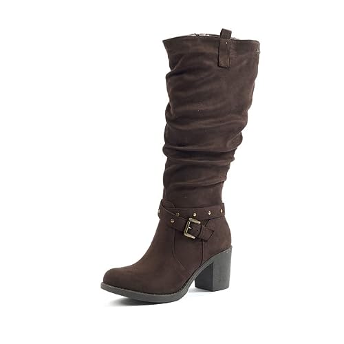 Gabylou - Botas de pantorrilla ancha XL para mujer - Modelo Angélico, Dk Brown Mf, 38 EU X-Large