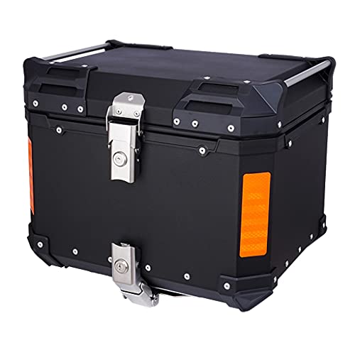 Top Box para Motocicleta de 45L Baúl de Moto Shad Caja Trasera para Motocicleta de Aleación de Aluminio Sellada E Impermeable Pueblo Interior Desmontable Y Lavable Tira Reflectante 3D Ángulo de