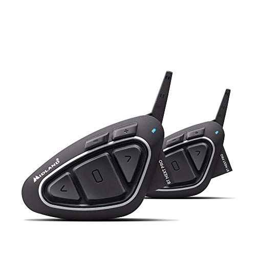 Midland Intercomunicador Bluetooth Dual BT NEXT PRO, Auriculares Bluetooth para Cascos de Moto con Altavoces Hi-Fi, Supresión de Ruido, Comunicación Hasta 8 Personas y 1,6 km - 2 Auriculares