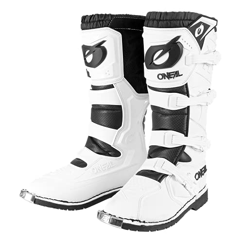 O'NEAL | Botas de Motocross | Motocicleta de Enduro | Confort gracias a la plantilla de aire, hebillas ajustables, material sintético | Botas Rider Pro | Adulto | Blanco | Talla 45