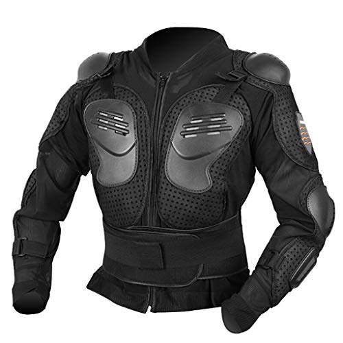 WJH Motocicleta Moto Armadura de Cuerpo Completo, protección de Espalda en el Pecho, Protector de Cuerpo Completo Moto ATV Camisa de protección con protección de Espalda,M