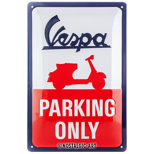 Nostalgic-Art Retro Cartel de Chapa Vespa - Parking Only - Idea de Regalo para Fans de Scooter, de Metal, diseño Vintage para decoración, 20 x 30 cm