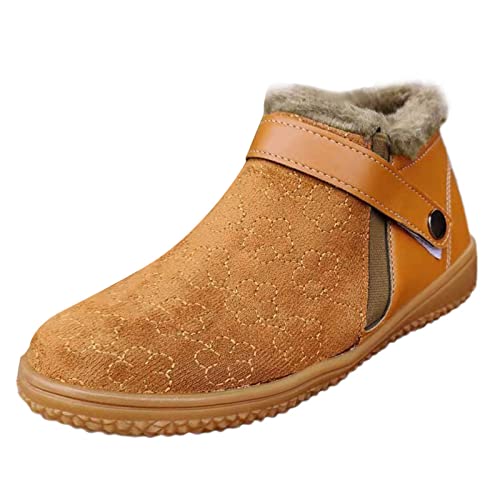 Botas de nieve para mujer,Botas de moto para mujer mujer de moda redonda ante costura de cuero botas hebilla botas de nieve cortas botas de nieve botas niños niñas cuero cálido botas de nieve,