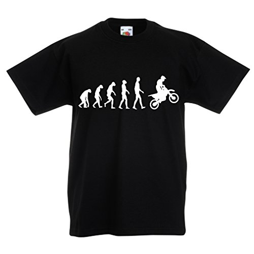 lepni.me Camiseta para Niños Evolución del Motocross Equipo de Moto Ropa de Carreras Todoterreno (7-8 años Negro Blanco)