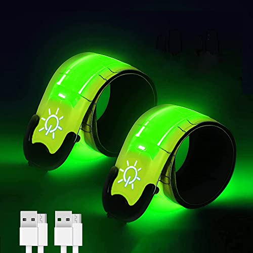 DoRight Brazalete LED Recargable 2 Piezas Reflectante Running USB Impermeable IP44 para Correr por la Noche, Caminar, Pasear Perros, Patineta