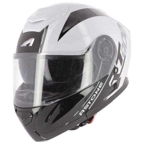 Astone Helmets -RT900 Graphic - Casque modulable - Casque de moto polyvalent - Casque modulable homologué - Casque de moto en polycarbonate white black stripe XS