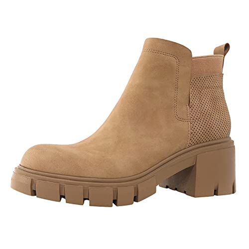 Dasongff Boots Botines Otoño Invierno Vintage - Botas Rangers Mujer Botas Motardas Botas de Vaquero Mujer Botas Tacón Plano Botas Invierno Gran Talla Chelsea Botas Mujer Marrón, beige, 41 EU