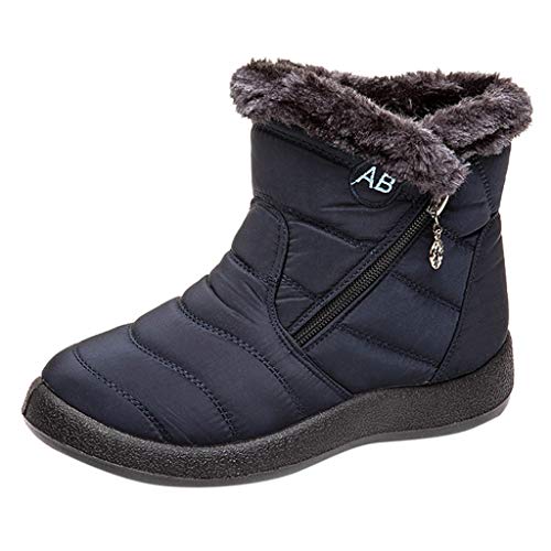 riou Botas Impermeables Mujer Invierno Forradas con Pelo Casual Calzado Romano Corto Botas Caliente Comodo Moda Zapatillas de Senderismo Zapatos Trekking