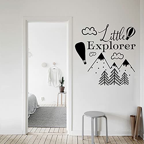 Little Explorer Wall Decal Woodland Nursery Kids Bedroom Baby Room Home Decor Adventure Mountain Art Vinyl Wall Sticker Brown 42x42cm