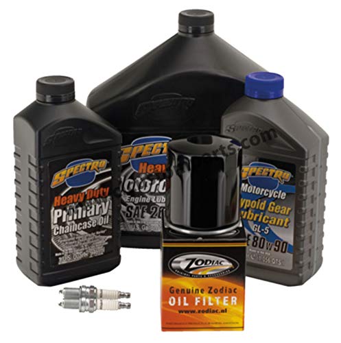 Kit de revisión Espectro de aceite de motor 20 W-50 + Primaria + Cambio + Filtro de aceite negro + bujías para Harley Sportster desde 1984 hasta hoy