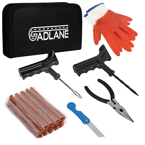 GADLANE Kit Repara Pinchazos De Reparación De Emergencia para Pinchazos De Neumáticos Herramientas para Neumáticos Desinflados 7 Piezas Sin Cámara para Auto Car Moto Camión ATV Jeep Tractor