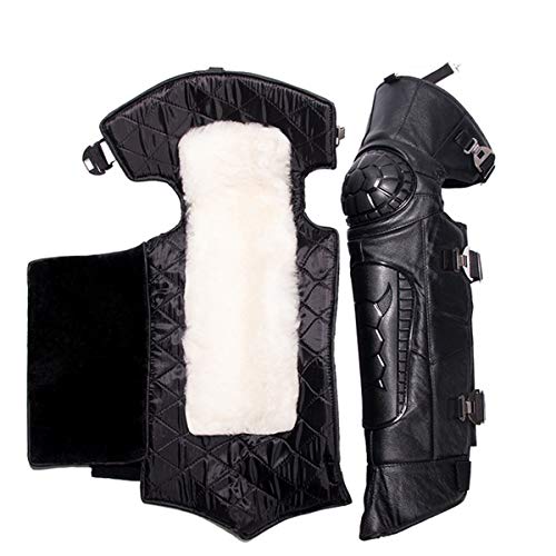 VOMI Rodilleras Moto con Forro Lana, Espinillera Motocross Enduro Hombre Adulto Impermeable Protección de Rodilla Protector Motocicleta Bicicleta Esquiar Carreras Monopatín,Cowhide