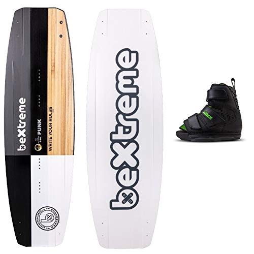 Bextreme Tabla Wakeboard Punk 146cm + Botas Wakeboard Jobe Unit. Wake para Cable y Barca con Agujeros quillas para Kiteboard. Eco 100% Paulownia. Tabla para Hombre Freestyle Freeride