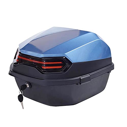 Baul Moto Universal, Respaldo Trasero para Maletero De Motocicleta, Caja De Moto con Luz De Advertencia Nocturna, Baúles para Moto para Almacenamiento Casco Equipaje Grande (Color : Blue)