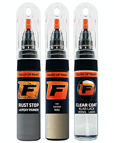 FIRANTO Kit de Pintura de Retoque Coche para Daewoo 60U Brighton Gold, Set de Reparación de Rayones y Arañazos Incluye 15 ml Bolígrafo para Retocar Pintura Coche, Primer y Barniz