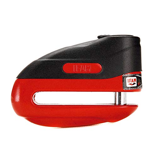 IFAM Antirrobo Freno Disco Moto, 75 mm, Cierre Automático, Incluye 3 Llaves de Discos, Color Rojo, Compacto y Seguro, Acero Endurecido, Ideal Motocicletas de Pequeña o Mediana Cilindrada