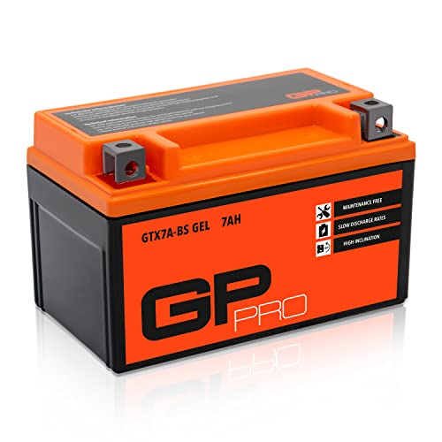 GP-PRO GTX7A-BS 12V 7Ah GEL Batería de arranque (compatible con YTX7A-BS / 50615) (Sin necesidad de mantenimiento/Sellado) Scooters y Motos Acumulador