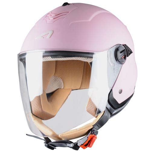 Astone Helmets - MINIJET S monocolor - Casque jet - Casque jet usage urbain - Casque compact - Coque en polycarbonate -Flamingo S