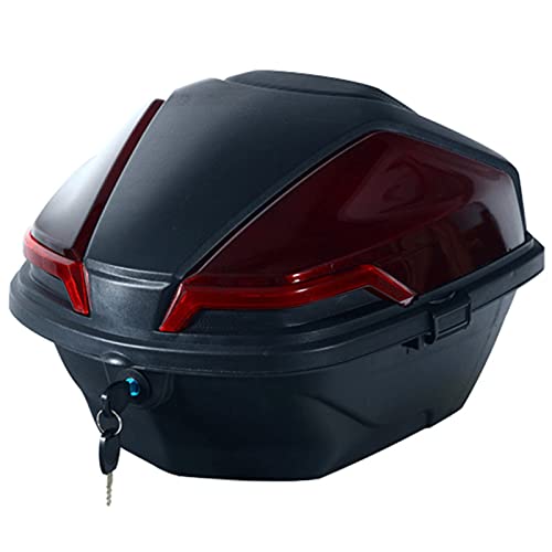 JKGHK Baúl Moto,Almacenamiento De Equipaje para Casco, Caja Superior De Motocicleta para Scooter, con Hardware De Montaje Universal, Luz De Advertencia Nocturna Y Respaldo Suave