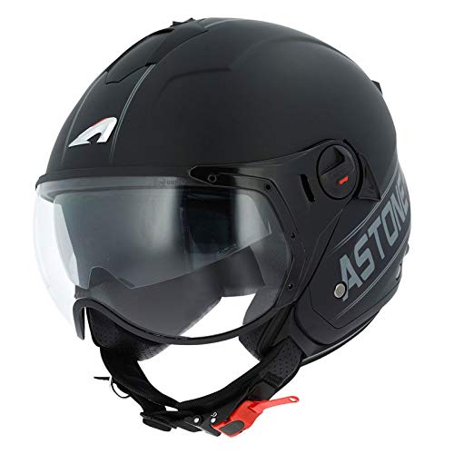 ASTONE - Casco jet en minijet de Cooper, color negro y gris, talla