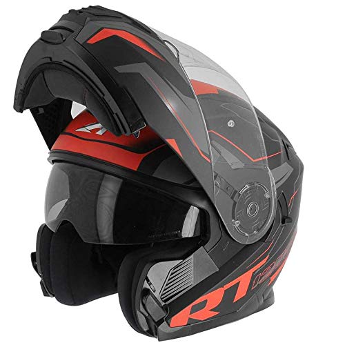 ASTONE Casco modulable rt1200 Works negro mate talla M, color rojo