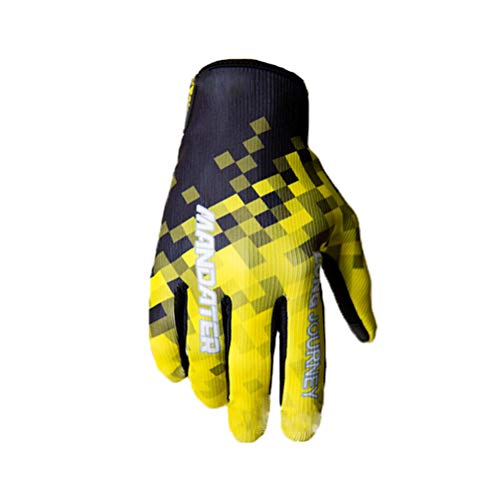 ShallGood Hombre Mujer Guantes De Motos Pantalla Táctil Full Touch Para Carreras MTB ATV Motocicleta Escalada Senderismo Montar Guantes de Dedo Completo Z1 Amarillo L