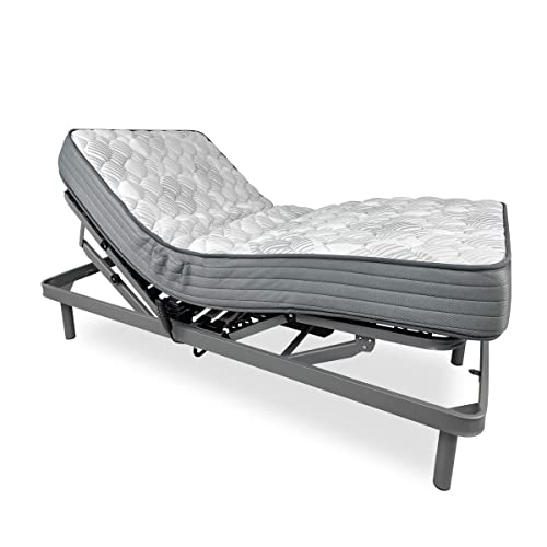 DUÉRMETE ONLINE Pack Cama Eléctrica Articulada Reforzada Ergomedic Pro + Colchón Viscoelástico Dorsaltec, Madera, Gris Antracita, 90x190