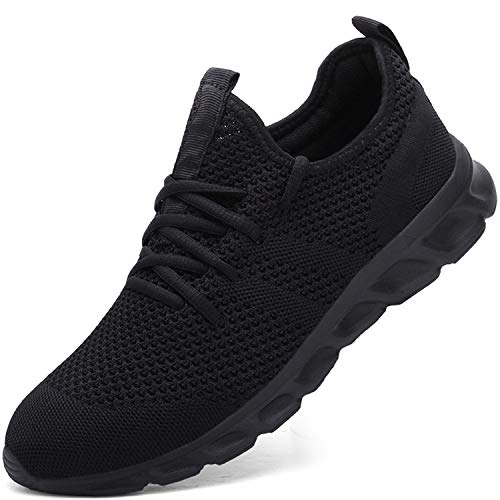 Zapatillas de Running para Hombre Casual Tenis Asfalto Zapatos Deporte Fitness Gym Correr Gimnasio Deportives Transpirables Seguridad Atlético Trekking Bambas Plataform Sneakers Negro 40 EU