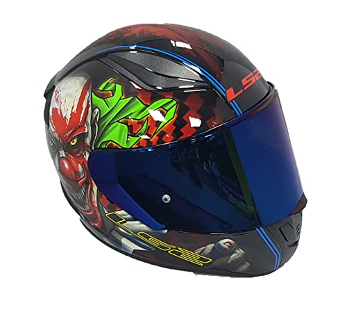 Casco de motocicleta de cara completa para adultos, casco deportivo LS2 FF353 RAPID HAPPY DREAMS que brilla en la oscuridad + visera azul (M)