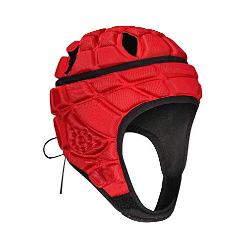 DGYAO Rugby Headguard, Niños Niños Protector Gorro, Casco de Engranaje Acolchado Para Protección De La Cabeza Rojo YM