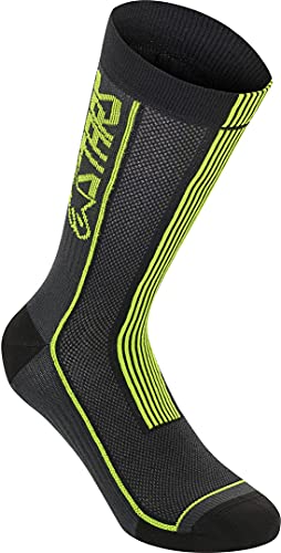 Alpinestars Summer Socks 22 Ropa, Negro/Amarillo Ácido, L Unisex