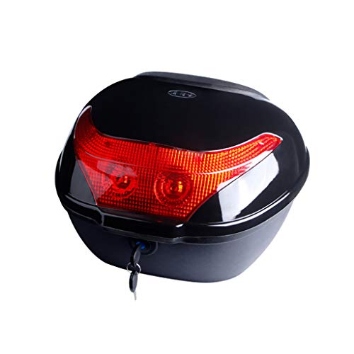 ADKINC Nueva Motocicleta Tour Tail Box Motor Scooter Cerradura Caja de Almacenamiento con Respaldo Suave Tira de Advertencia Nocturna - Capacidad 32L - Puede Guardar el Casco