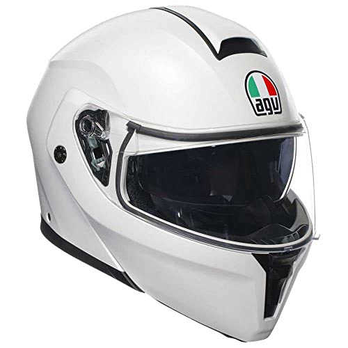 AGV Streetmodular ECE 22-06 Mono, Casco De Moto Modular Homologado ECE 22-06 P/J Con Pantalla Parasol, Blanco Materia Mate, M