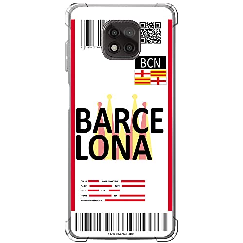 Movilshop Funda Antigolpes para Motorola Moto G Power 2021 Billete de Avión [ Barcelona ] Esquina Reforzada Silicona 1.5mm de Grosor Flexible Transparente Bumper Gel TPU