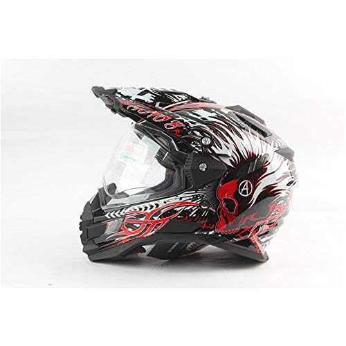 T-Clint Casco Modular de Moto Motocicleta Casco Integral - Antivaho Doble Lente Casco Off-Road Forro Lavable Casco Dot ECE Certificació (X,L,XL,XXL)