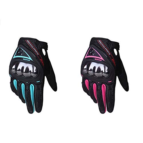 SCOYCO Guantes de Moto para Mujer Pantalla táctil Transpirable Antideslizante Antigolpes MBX/MTB/ATV Guante de Ciclismo Guantes de Moto (Azul, M)