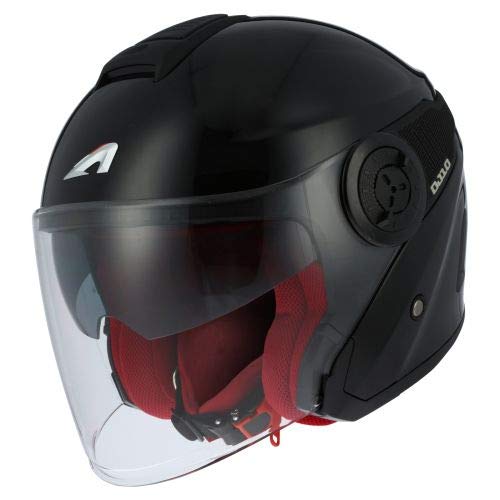 Astone Helmets - Casque jet DJ10-2 monocolor- Casque jet à écran long - Casque jet moderne en polycarbonate - Gloss black L