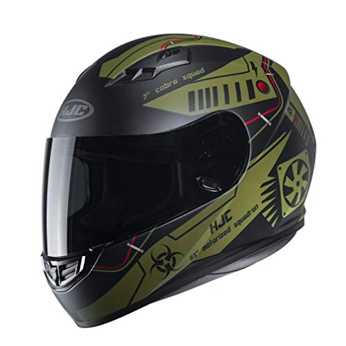 HJC NC Casco per Moto, Hombre, Negro/Verde, XL