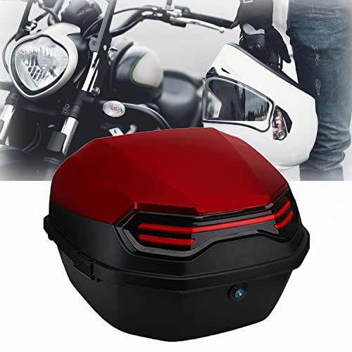 WNANCH Universal Baúl De Moto Scooter Maleta para 2 Cascos Integrales 39x39x29 Cm Impermeable Maletero De Moto con Placa Y Kit De Montaje (Color : Rojo)